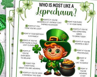 St. Patrick’s Day Games, Who is Most Like a Leprechaun, Fun St. Patrick’s Day Activity for Kids and Adults, St. Paddy’s Day Leprechaun Game
