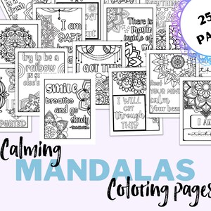 Anxiety Coloring Book/Digital/Instant Download/Easy Mandala Coloring Book for Kids/Mandala Coloring/For Kids/Self Care Coloring Pages/V1