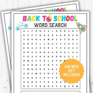 Búsqueda de palabras de regreso a la escuela, Juegos de regreso a la escuela, Actividad del primer día de clases, Juego para romper el hielo, Búsqueda de palabras fácil, Búsqueda de palabras para niños