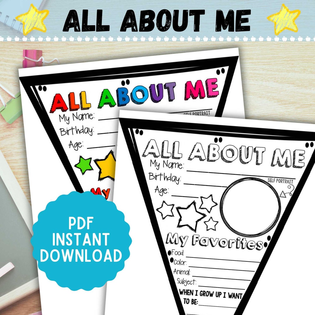 All About Me Banner First Day of School Printable Back to School ...