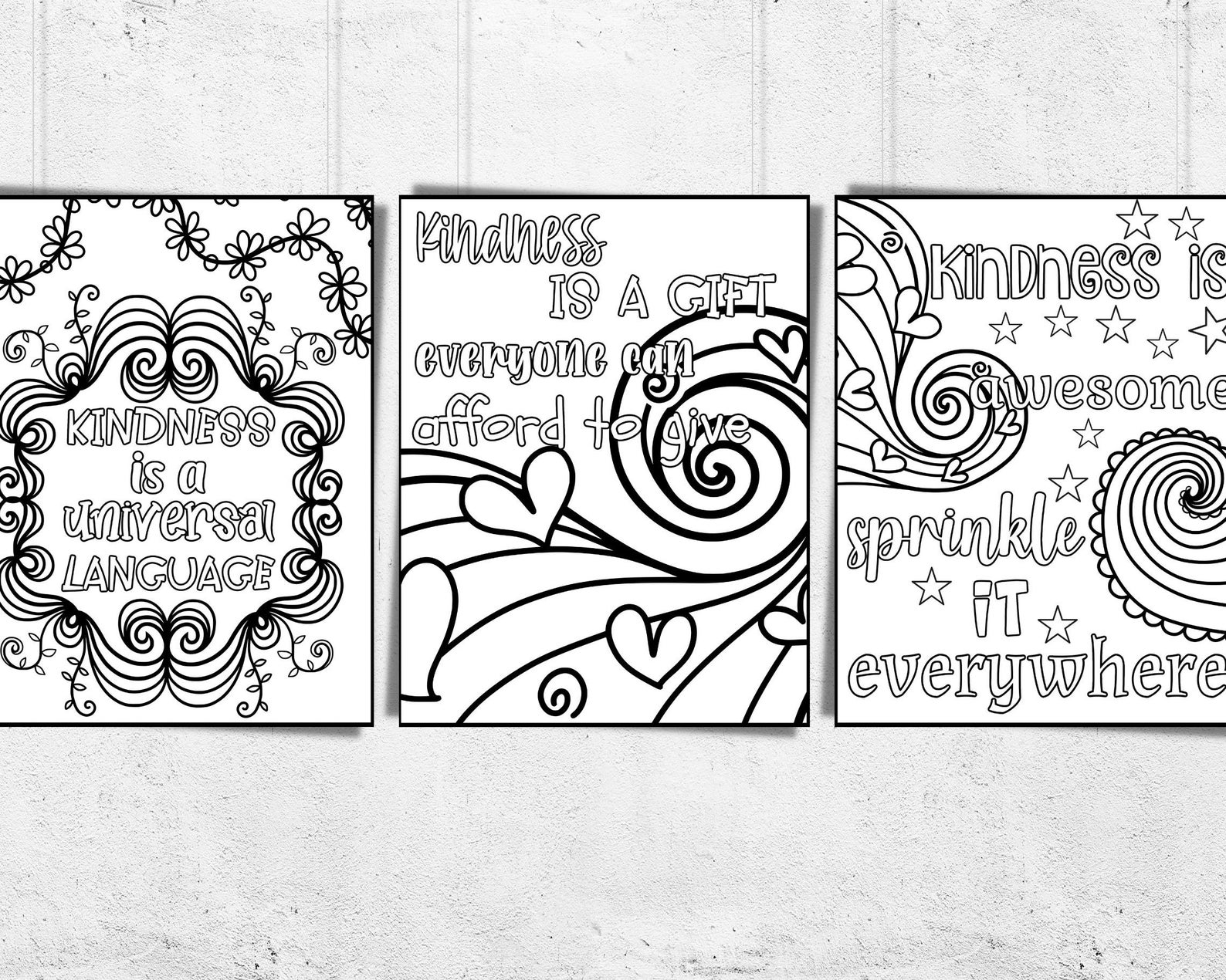 Kindness Coloring Pages Set 3/digital/instant | Etsy