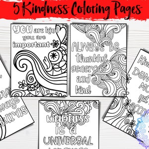 Positive Coloring Pages For Kids/ Kindness Coloring Pages/Digital/Instant Download/Teaching Kindness/Promote kindness in the classroom/Set 4