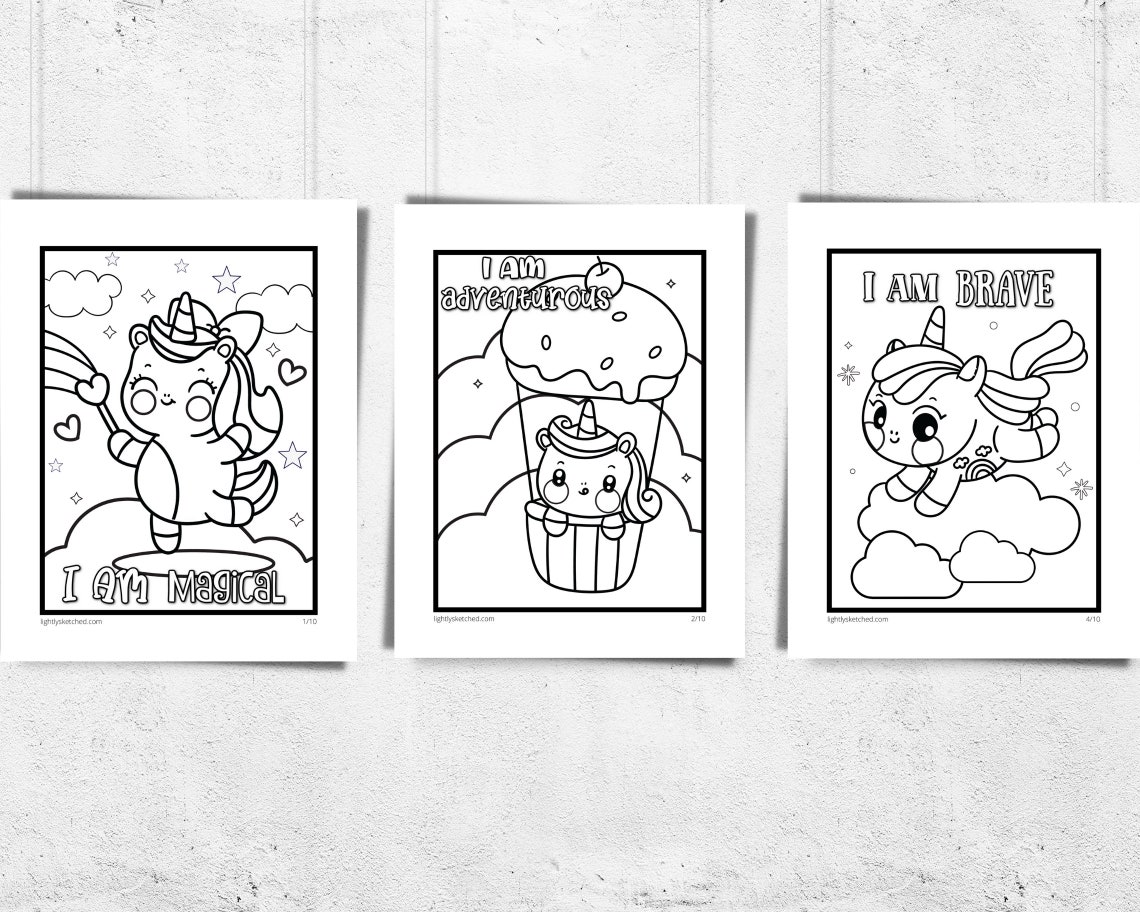 Unicorn Coloring Pages for Kids Printable/kawaii Unicorn Coloring Pages ...