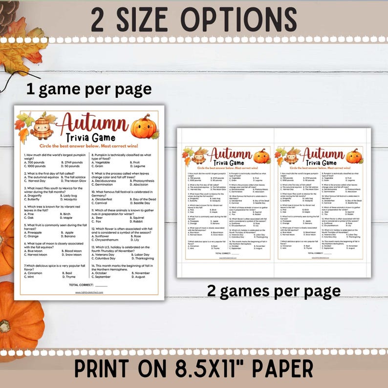 Fall Trivia Game Printable Autumn Games Autumn Game for Adults Fall Trivia Game Printable Autumn Games Autumn Game for Adults