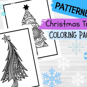 Zentangle Weihnachtsbaum Malvorlagen / Zentangle Aktivitäten für Kinder / Gemusterter Weihnachtsbaum / Digital / Zentangle Designs