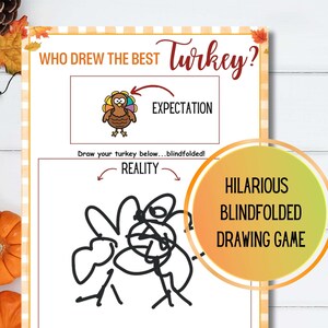 Thanksgiving Spiel zum ausdrucken, Truthahn Spiel, Wer hat die beste Türkei gezeichnet, Thanksgiving-Zeichnungsspiel, lustiges druckbares Spiel für Kinder und Erwachsene