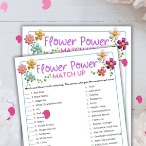 Spring Flower Power Trivia Match Up | Flower Matching Game | Printable Springtime Games | Party Games| Spring Activities for Adults and Kids