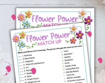 Spring Flower Power Trivia Match Up | Flower Matching Game | Printable Springtime Games | Party Games| Spring Activities for Adults and Kids