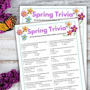 Spring Trivia Game | Printable Springtime Games | Party Games | Spring Activities for Adults and Kids | Fun Spring Games