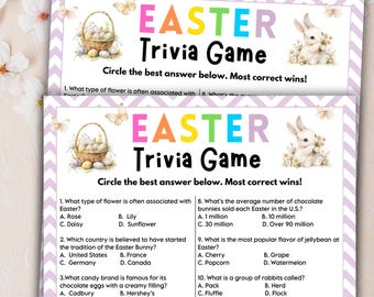 Easter Trivia | Printable Easter Game | Easter Activity For Kids and Adults | Easter Party Game | Family Game | Classroom Game