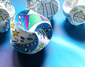Printable Paper Ornaments. Papercraft Christmas Ornament. Paper Globes. Zentangle Paper Globes. Printable Paper Globes. Christmas Decor.