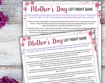 Mothers Day Games, Mothers Day Printable, Mothers Day Left Right Game, Mothers Day Pass the Gift, Mothers Day Printable Game, Mothers Day