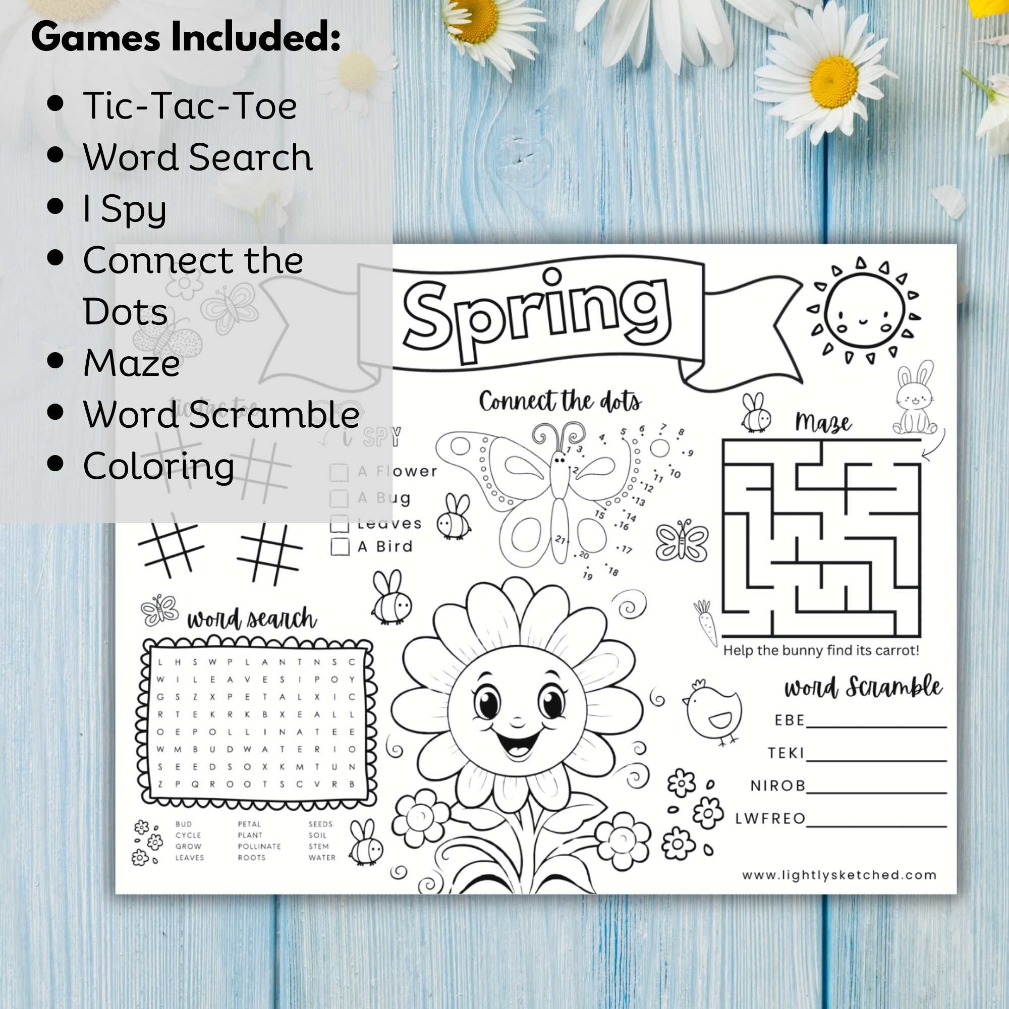 Spring Activity Sheet, Spring Placemat, Spring Activity, Spring ...