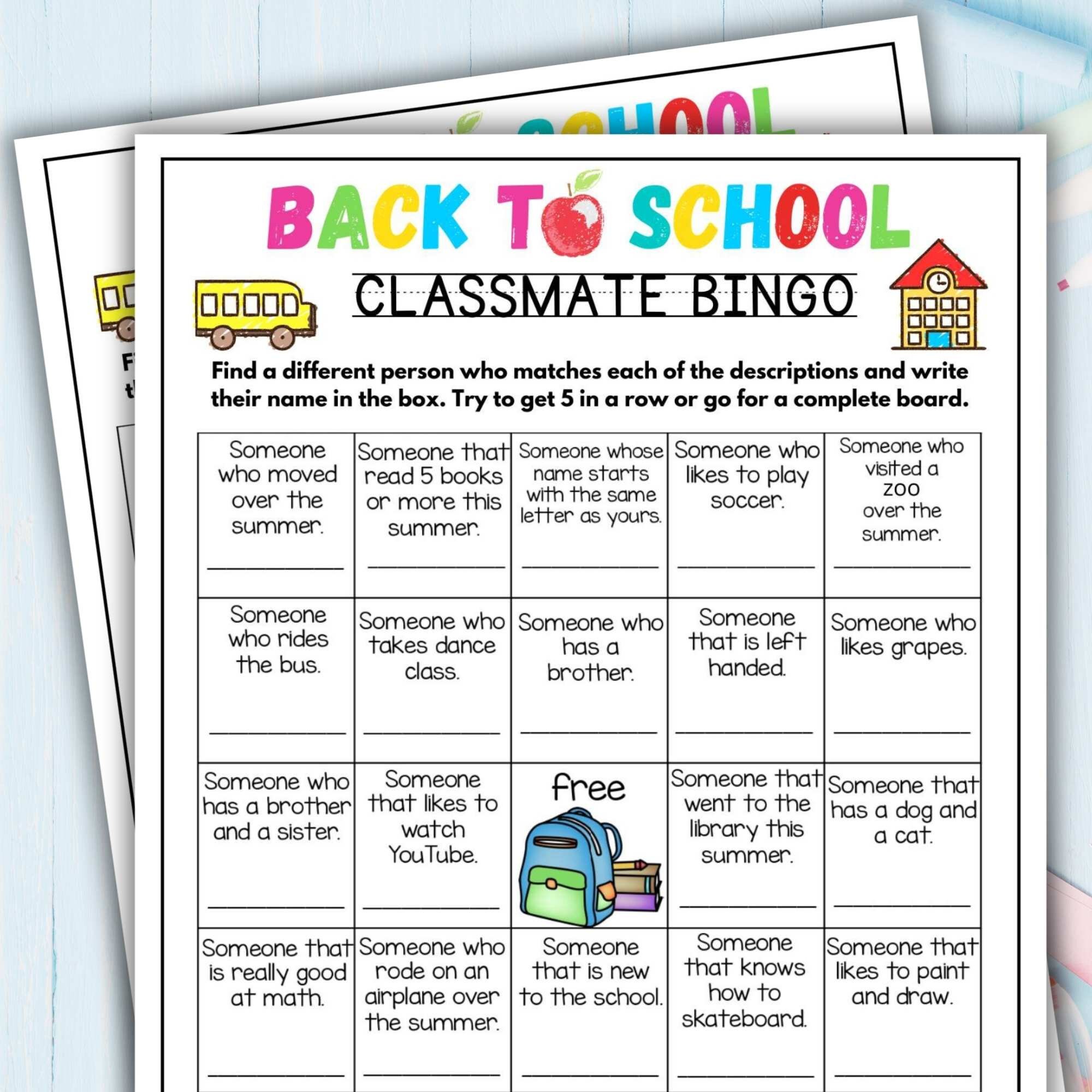 Back to School Classmate Bingo Game, First Day of School Activity, Back ...