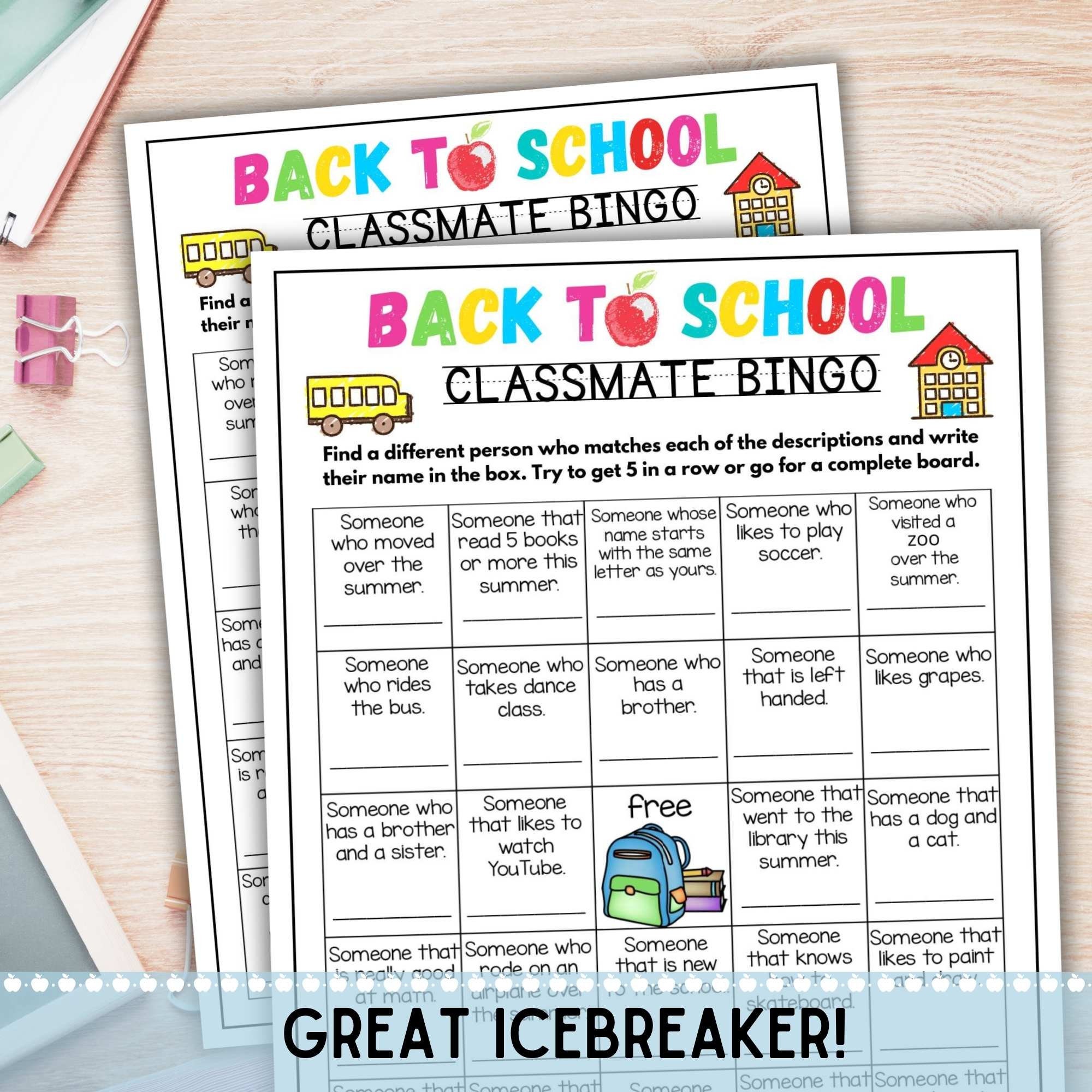 Back to School Classmate Bingo Game, First Day of School Activity, Back ...