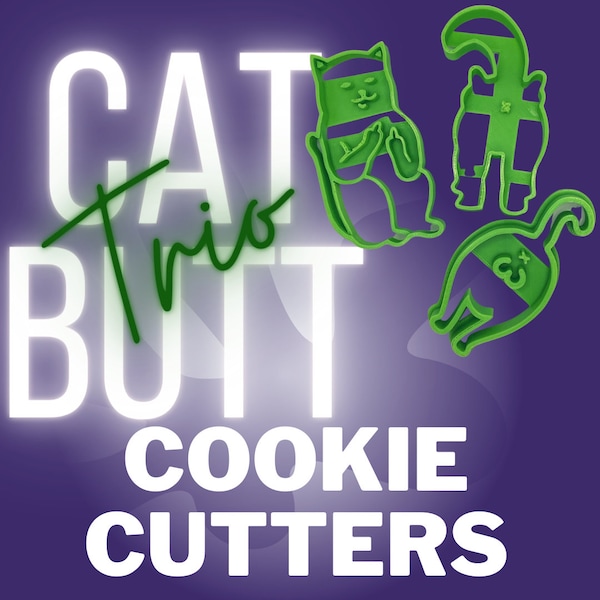 Cat Butt and FU kitty Cookie Cutters | Middle Fingers | 3 Cats | OOAK Gift | Perfect Birthday Present | clay and fondant press | crafty