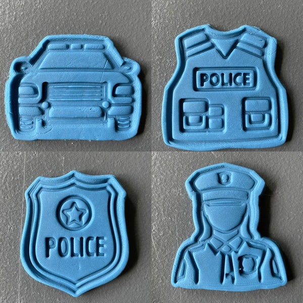 Police woman pack cookie cutters | Police Officer | Career designs | OOAK gift for new Cop | Polymer Clay and fondant press