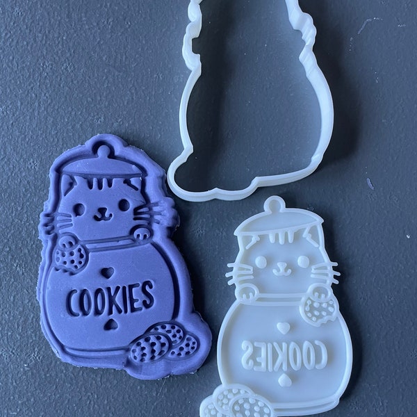 Cookie jar kitty cat cookie cutter | Cat birthday gift | Cat owners | OOAK Gift | fondant and clay press