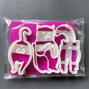 Cat Butt and FU kitty Cookie Cutters | Cat birthday gift | Cat owners | OOAK Gift | fondant and clay press