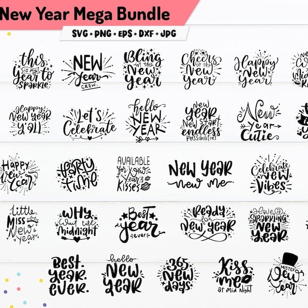 New Year Quotes SVG, Mega Bundle New Year SVG