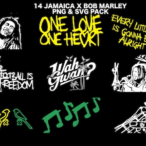 14 modèles de la Jamaïque et de Bob Marley sur le thème des fichiers de coupe numérique, téléchargement immédiat, Bob Marley numérique, fichiers Svg pour Cricut, téléchargement numérique