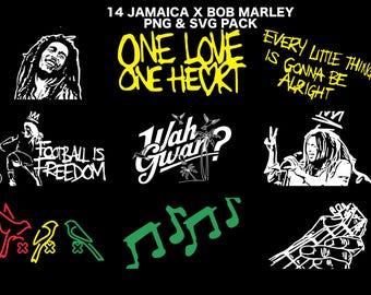 14 Designs Of Jamaica and Bob Marley themed Digital Cut Files, Instant Download, Bob Marley Digital, Svg Files For Cricut, Digital Download