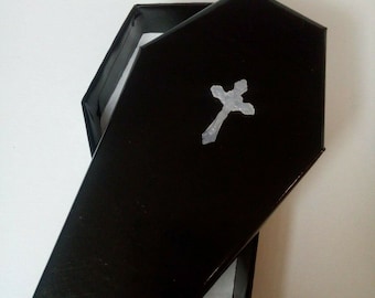 Coffin box, Gift boxes, Halloween,Wedding, Birthday gift box Black with cross, 9cm -35cm