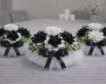 Handmade Satin Dahlia Centerpiece – Wedding & Event Floral Decor