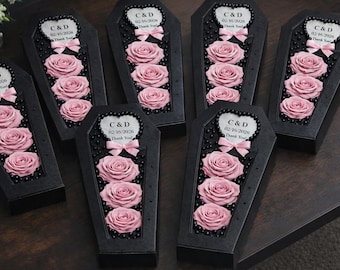 Personalized Coffin-Shaped Gift Box with Handmade Satin Roses