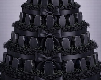 5-Tier Coffin Gift Cake – Chocolate Filled, Customizable Top