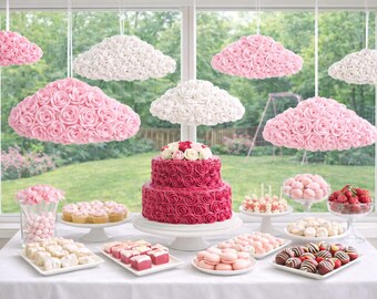 Handmade Satin Rose Cloud Wall Decor – Nursery, Party Set