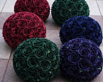 Handmade Satin Rose Flower Balls – 20cm,30cm,With or Without Leaves,Event Decor