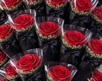 Single Handmade Satin Rose Bouquet, 25cm, Multiple Colors Available