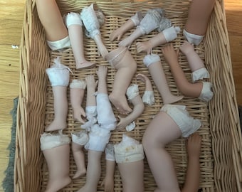 Lot of Vintage Ceramic Doll Parts for Dollmaking - Various Parts - Crafting - Creating - Arms Legs Hands Feet