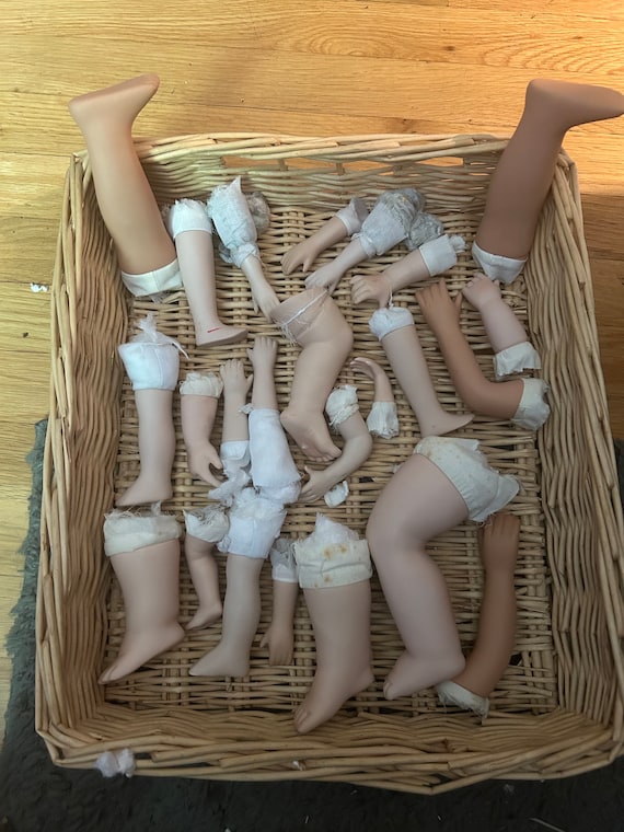 Lot of Vintage Ceramic Doll Parts for Dollmaking - Various Parts - Crafting - Creating - Arms Legs Hands Feet