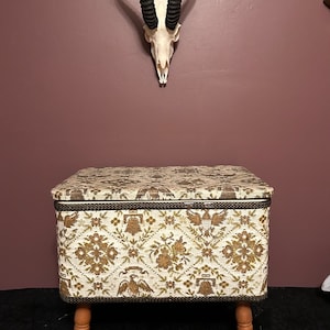 Mid Century Redmon Sewing Box Stool Chest Ottoman w/ Storage Vintage Retro Stash Container