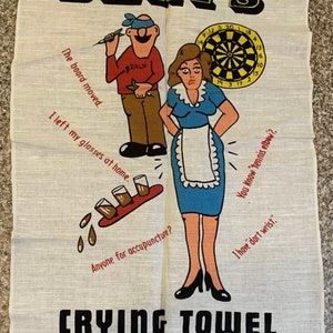 Vintage 1970s Dart Wall Tapestry Cloth Tea Towel - Made In Poland