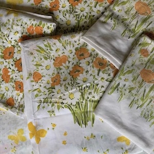 Vtg. Morgan Jones Floral Butterfly Sheets/ Duvet Cover Daisy Bouquet Full 5pcs.