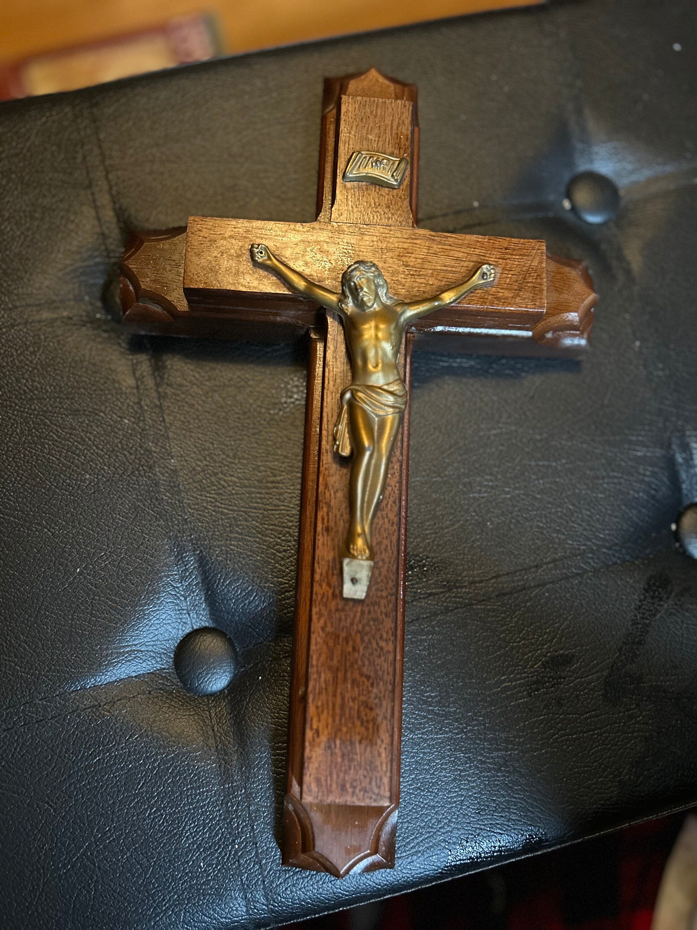 Vintage Last Rites Sick Call Catholic Crucifix Cross Candle INRI Prayer