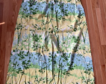 Vintage 60s Pair Custom Pinch Pleat Curtains Drapes Springtime Bamboo Plant Print Blackout