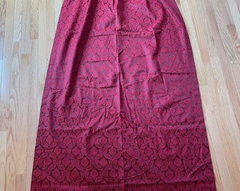 Vintage 60s Burlington House Pair Blood Red Brocade Pinch Pleat Lined Curtains Drapes Long