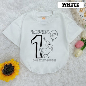 Personalized One Silly Goose Birthday Baby Romper Short Sleeves, One Silly Goose Bodysuit, Birthday Girl Romper, Goose Lover Gift