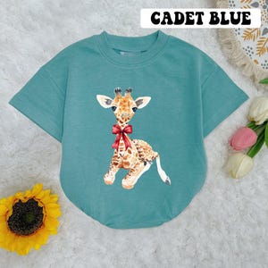 Cute Giraffe Baby Romper Short Sleeves, Giraffe  Bow Baby Bodysuit, Girl Safari Animal Baby Romper, First Birthday Outfit