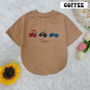 Personalized Farm Baby Romper Short Sleeves, Country Tractor Baby Bodysuit, Farm Baby Boy Romper, Newborn Outfit