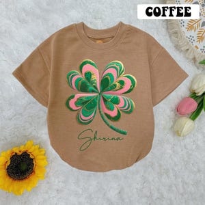 Personalized Glitter Shamrock St Patrick&#39;S Day Baby Romper Short Sleeves, Four Leaf Clover Baby Romper, Trendy St Patrick&#39;S Day Baby Outfit