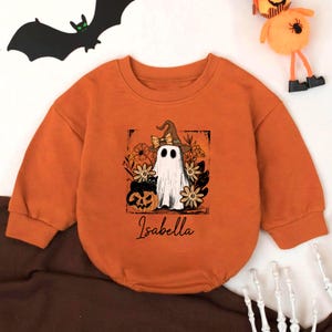 Floral Fall Ghost Baby Romper, Boho Halloween Baby Outfit, Cute Ghost Bodysuit, First Halloween Clothe, Infant Fall Outfit, Baby Shower Gift