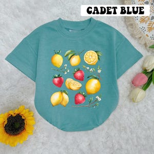 Summer Strawberry Baby Romper Short Sleeves, Aesthetic Fruit Baby Bodysuit, Lemon Cottagecore Romper, Fruit Lover Gift