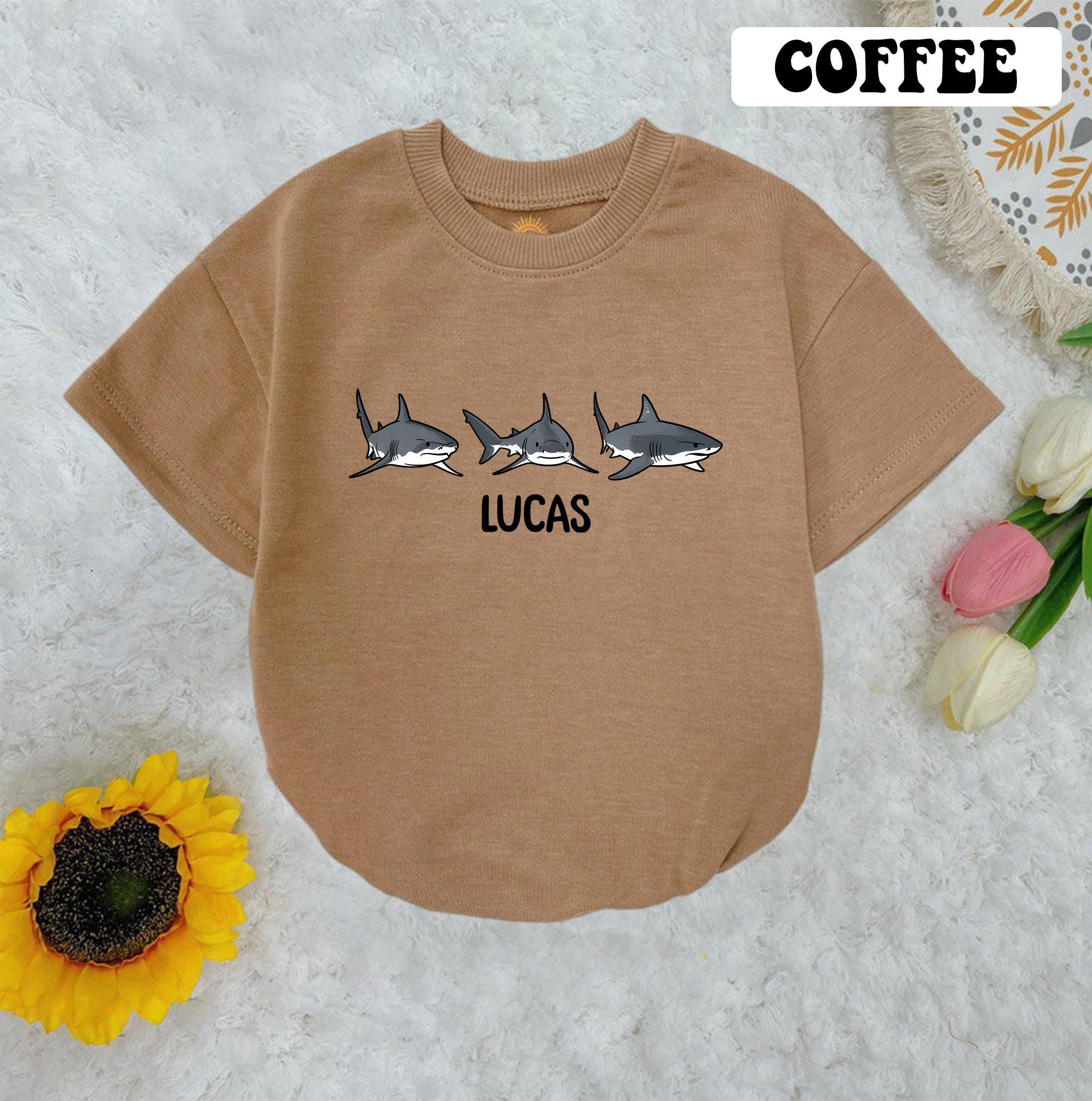 Personalized Shark Baby Romper Short Sleeves, Baby Shark Bodysuit, Ocean Shark Baby Romper, Shark Lover Gift