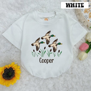 Personalized Mallard Duck Baby Romper Short Sleeves, Duck Hunting Baby Romper, Baby Boy Hunting Romper, Duck Lover Gift