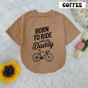 Born To Ride With My Daddy Baby Romper Short Sleeves, Bicycle Baby Romper, Father&#39;S Day Baby Outfit